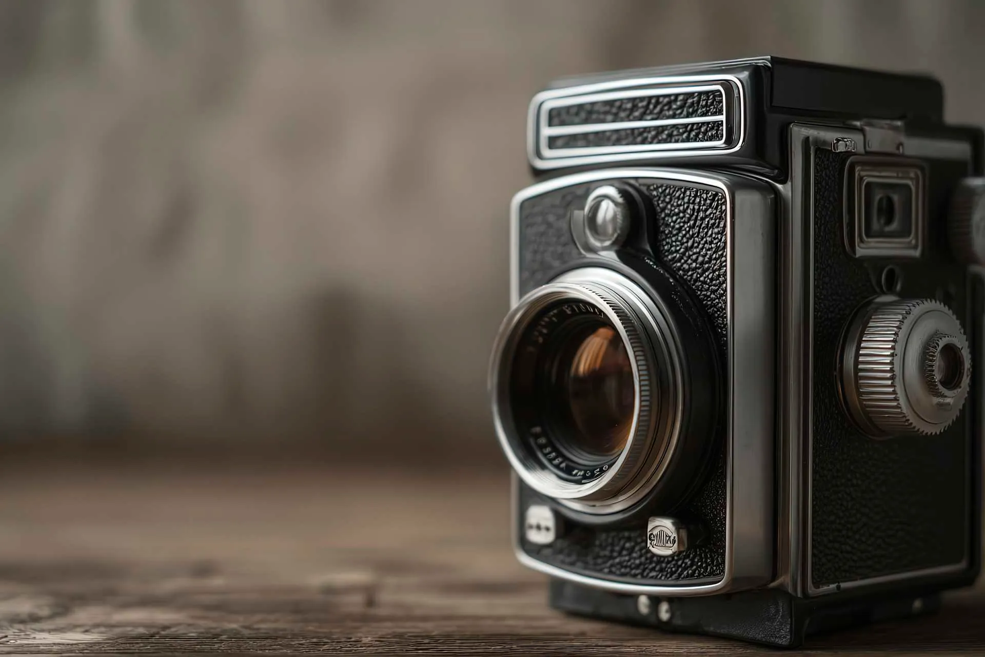 Vintage Hasselblad camera close-up on wooden table, symbolizing memory, legacy, and timeless reputation