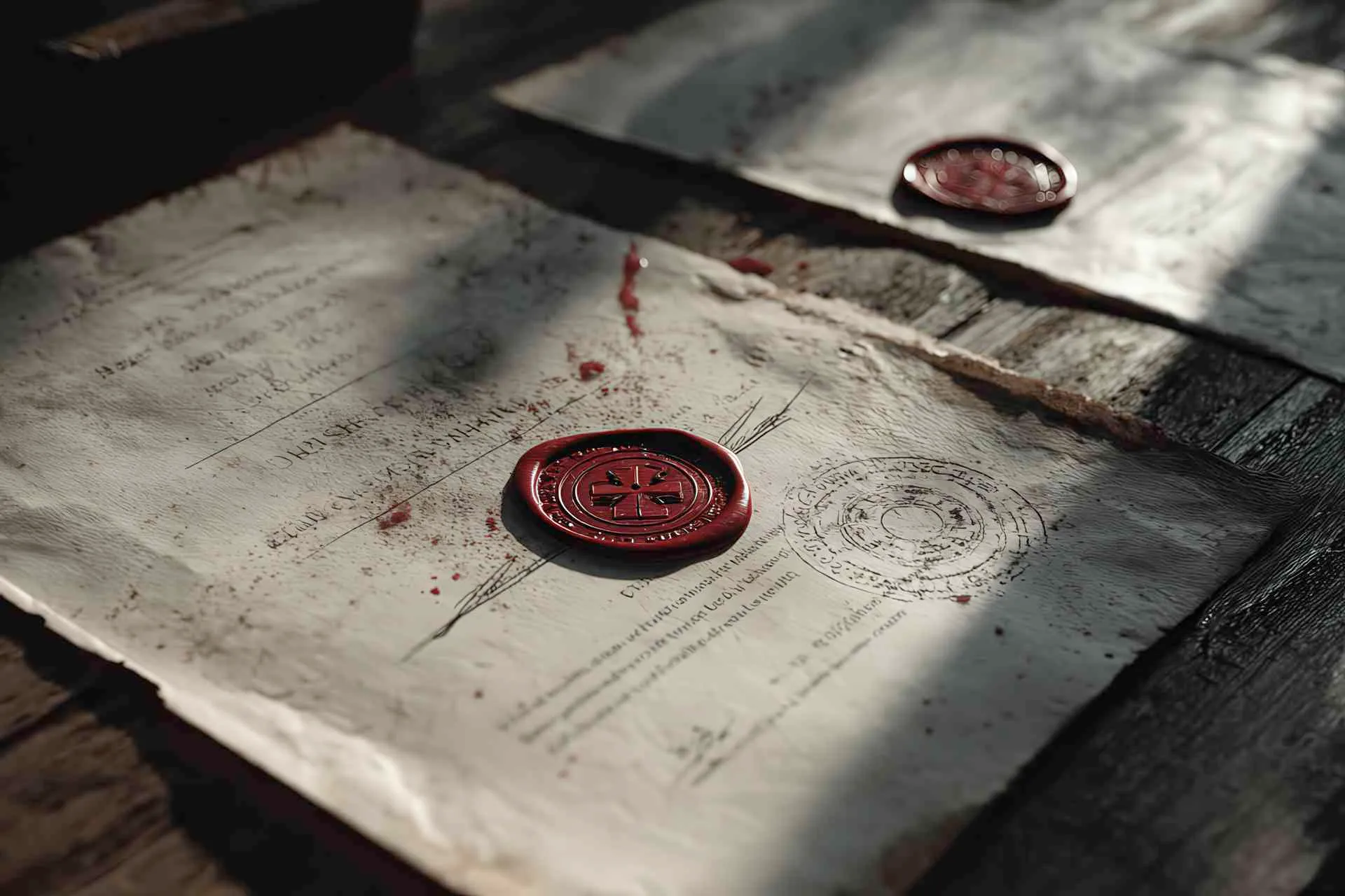 A cinematic desk scene with symbolic Swiss certificates, red seals and editorial lighting