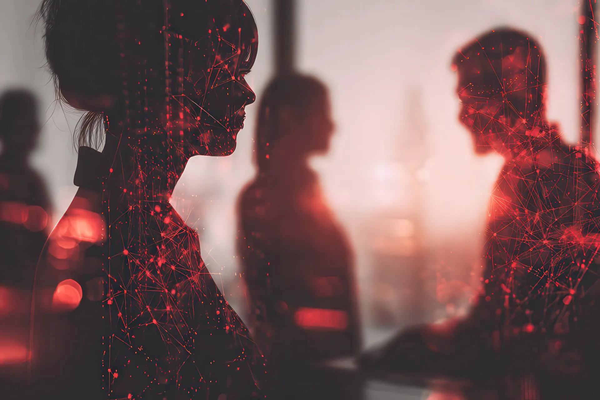 Neural network visuals over silhouettes discussing brand perception
